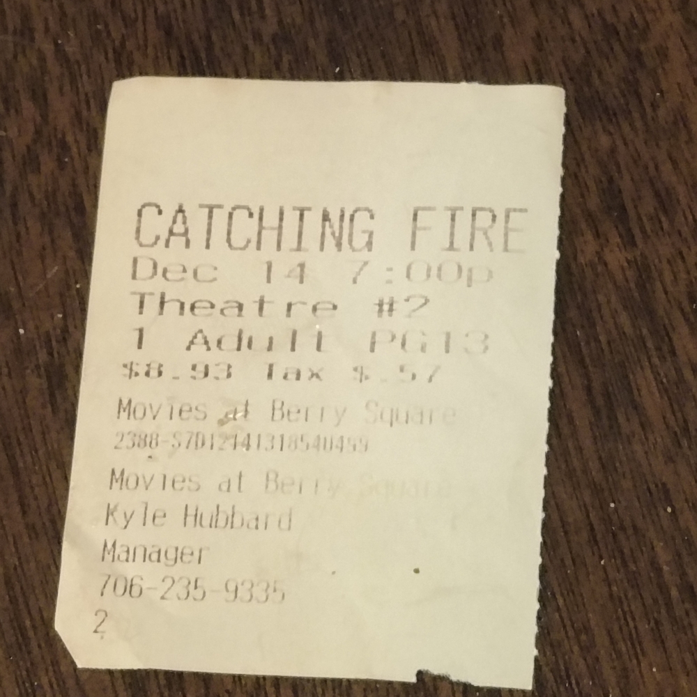 Catching Fire Movie Ticket Stub